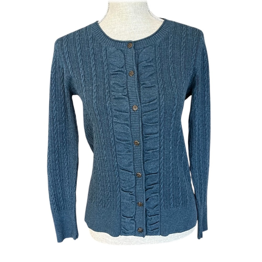 Eddie Bauer Cable Knit Cardigan Sweater Blue Small